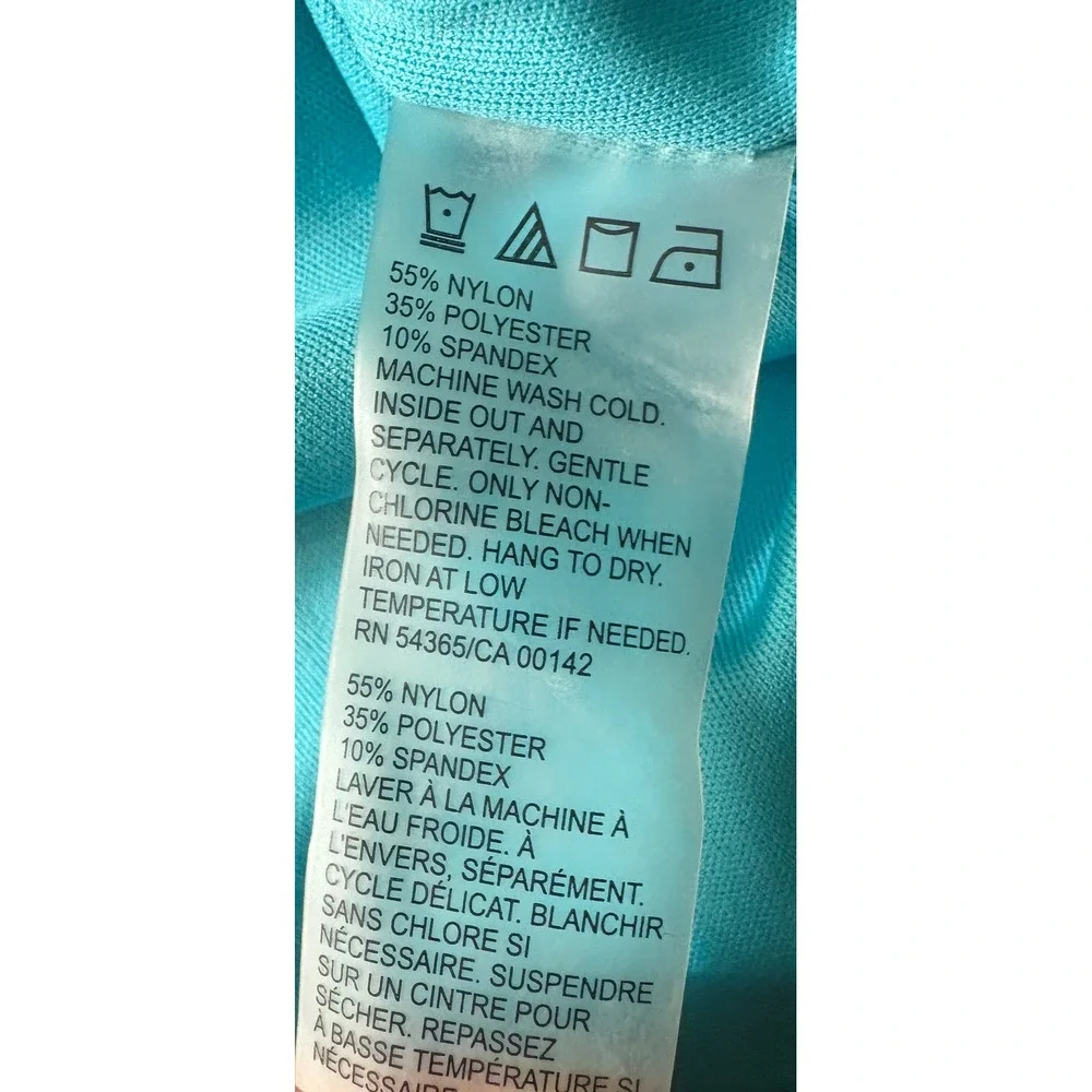 Allison Daley Womens XL Teal Blue White Floral Lace 3/4 Sleeve Blouse Top - Picture 5 of 6